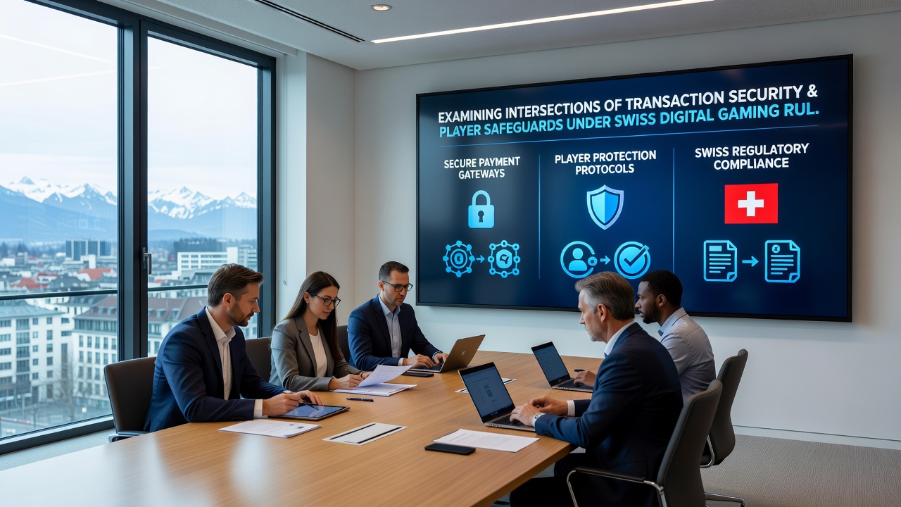 Regulatory compliance dashboard showing transaction monitoring and player protection metrics in Swiss gaming